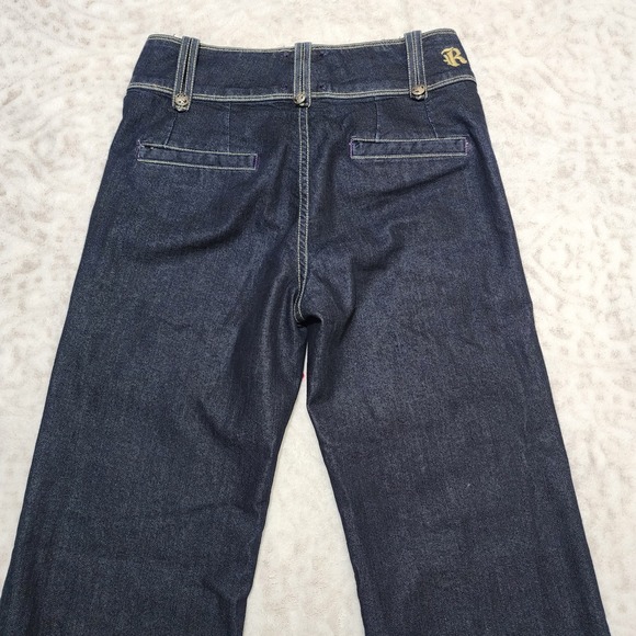 Rich & Skinny Flare Leg Jeans Sz  28 Made in Usa Dark Wash Boho Western - Picture 5 of 13